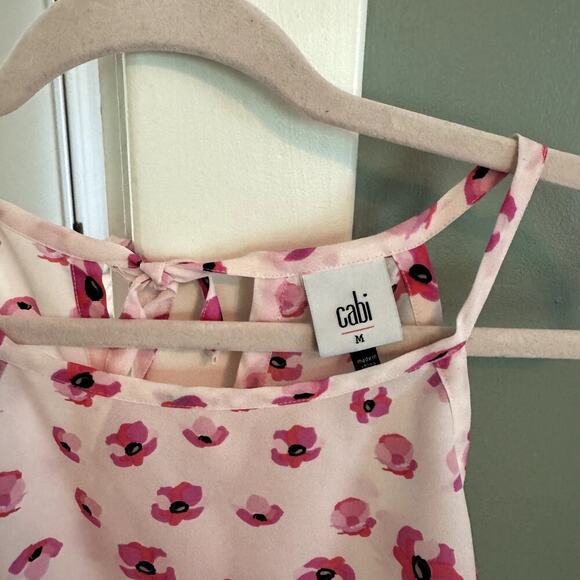 CAbi Pink Floral Tank Top Blouse Women's Size Medium - Picture 2 of 3